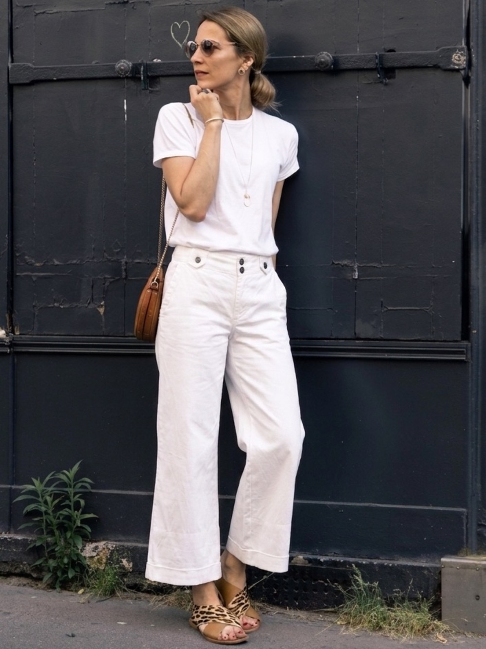 Club Monaco White Cropped Wide Leg Pants Size 12 Low-Waisted Minimalist Fall